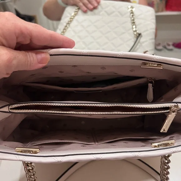 Authentic Kate Spade Natalia Smooth Quilted tote in Parchment color - Picture 8 of 11